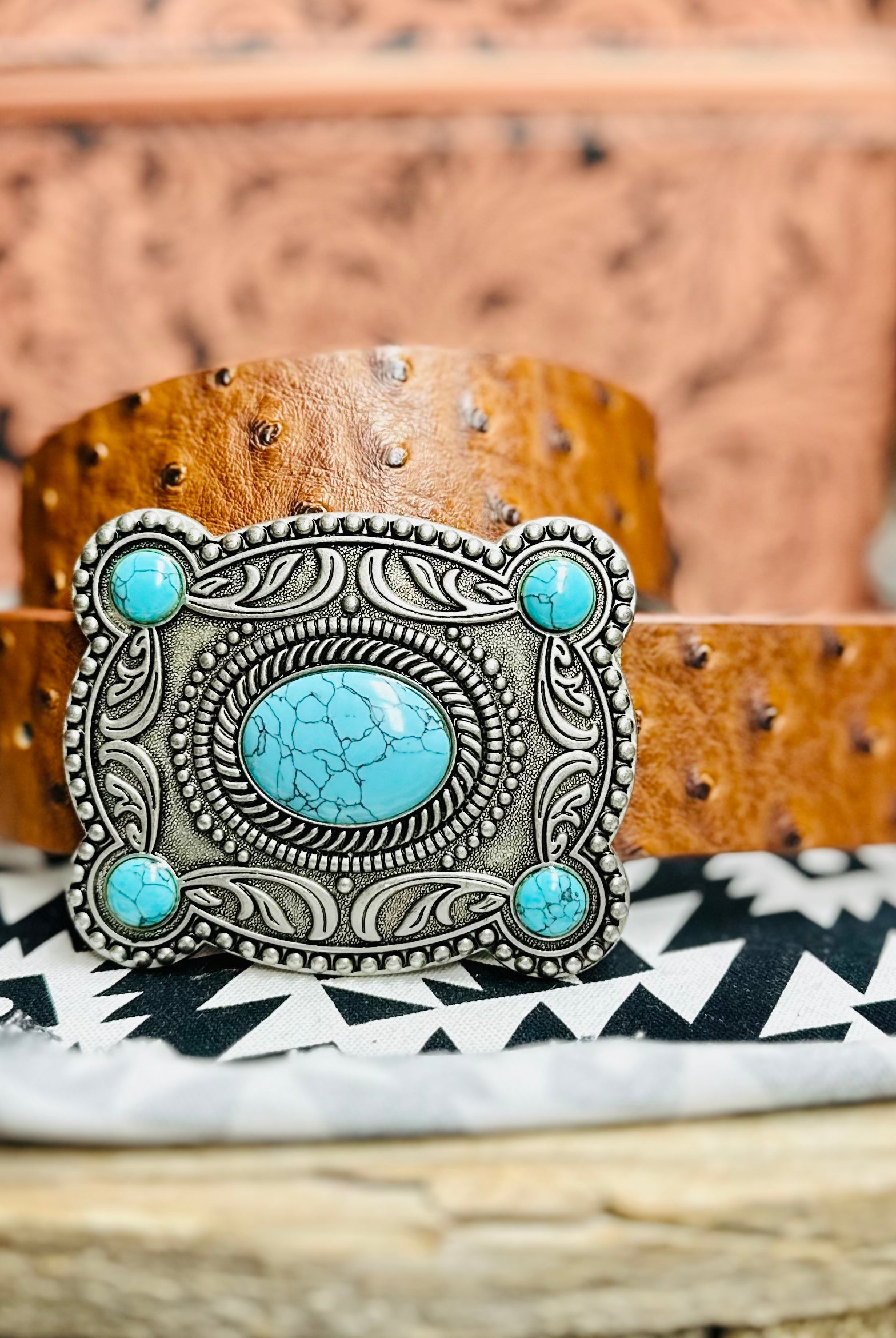 Vintage Checkered Print Stitched Leather Belt For Men And Women – Hippie Style, Fits S/M/L/XL, Green